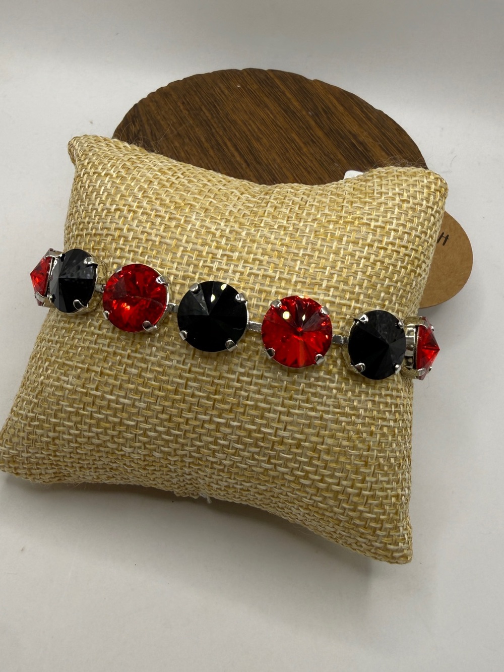 Red and Black Swarovski  Elements Crystal Round Link Bracelet